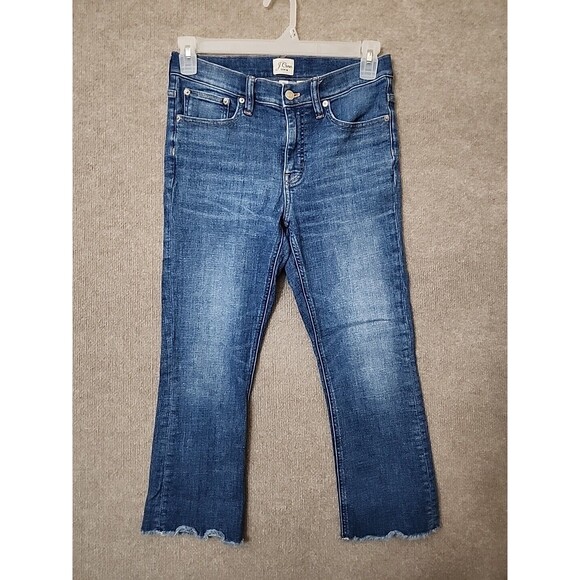 J.CREW Denim - J Crew 9" Demi Boot Crop Jeans Womens 28 Blue Medium Wash Raw Hem Stretch